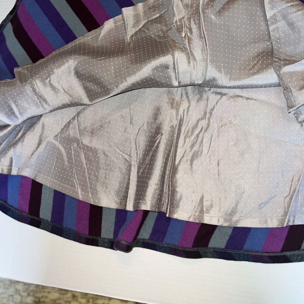 Brora Sz 12-14 Ladies Wool Blend Skirt Striped Blue Purple England EXCELLENT - Picture 7 of 8